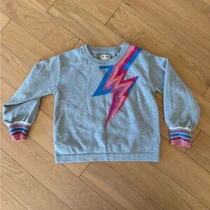 Hatley Silver Crewneck Lightening Bolt kids Sweater Size 5 Like New